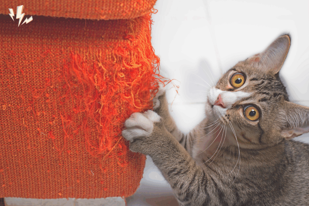 chat fait ses griffes sur le canapé, comportement indésirable peut être résolu avec Complicité Animale